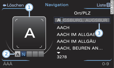 Navigationsziel eingeben